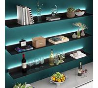 ERSINIAN Mensole Luminose galleggianti da Parete, mensola Galleggiante in Lega di Alluminio con Luce Calda a LED, libreria a Parete bifacciale (Nero, 150x20 cm), nero-150x20 cm