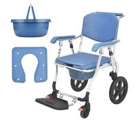 ERSINIAN Sedia da Doccia 4 in 1 con Ruote, Sedile WC rialzato con Maniglie, Sedia Comoda Antiscivolo per Anziani