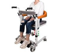 ERSINIAN Sedia da trasferimento Manuale per pazienti con WC - Sedia a rotelle Regolabile 4 in 1 per disabili e Anziani, Sedile Girevole a 180°, Ruote silenziose a 360°
