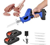 ERSINIAN Sega elettrica per Tagliare Ossa e Carne, Sega Alternativa Portatile Multiuso per Uso Commerciale e Domestico per Costine, zampetto di Maiale, costolette di Agnello, 01, 2 batterie