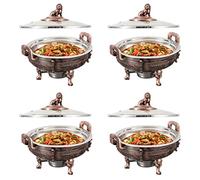 ERSINIAN Set di scaldavivande e scaldavivande - Servitore Rotondo per Buffet per Feste con teglia per Cibo e Porta-combustibile