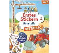Erstes Stickern Metallic - Baustelle: Über 200 Metallic-Sticker | Stickerheft mit Folienstickern ab 3 Jahren