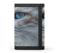 ERSTSNCK Blue Eyes Cat Portafoglio da viaggio elegante porta carte d'identità sottile di sicurezza tre volte borsa per uomini e donne