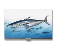 ERSTSNCK Bluefin Tuna Thunnus Porta biglietti da visita in metallo personalizzato super leggero tasca porta biglietti da visita sottile porta biglietti da visita organizer con fibbia stile chiuso per