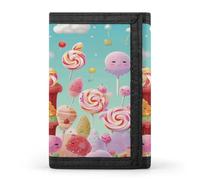 ERSTSNCK Candy Happy Portafoglio da viaggio elegante porta carte d'identità sottile di sicurezza tre volte borsa per uomini e donne