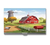 ERSTSNCK Cartone animato rosso fattoria porta biglietti da visita in metallo personalizzato super leggero custodia per biglietti da visita sottile porta biglietti da visita organizer con fibbia stile