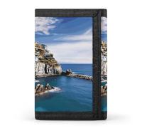 ERSTSNCK Cinque Terre Scenery Portafoglio da viaggio elegante porta carte d'identità sottile tre volte borsa per uomini e donne