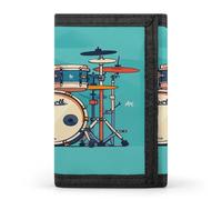 ERSTSNCK Cool Drum Set Portafoglio da viaggio elegante porta carte d'identità sottile sicurezza tre volte borsa per uomini e donne