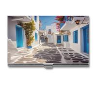 ERSTSNCK Grecia Street Porta biglietti da visita in metallo personalizzato super leggero custodia per biglietti da visita sottile porta biglietti da visita organizer con fibbia stile chiuso per uomini