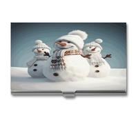 ERSTSNCK Happy Snowman Porta biglietti da visita in metallo personalizzato super leggero tasca porta biglietti da visita sottile porta biglietti da visita organizer con fibbia stile chiuso per uomini