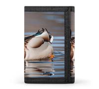 ERSTSNCK Mallard Duck Portafoglio da viaggio elegante porta carte d'identità sottile di sicurezza tre volte borsa per uomini e donne