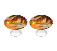 ERSTSNCK Pomelli per armadietti con palma tropicale e tramonto, con foro solido, con vite, semplici pomelli rotondi per armadietti da cucina per cassettiere da cucina, armadietti da bagno e armadi