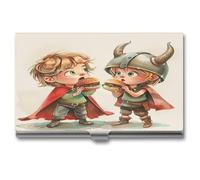 ERSTSNCK Porta biglietti da visita con due personaggi dei cartoni animati in metallo personalizzato super leggero custodia per biglietti da visita sottile porta biglietti da visita organizer con