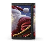 ERSTSNCK Portafoglio da viaggio con Babbo Natale sorridente, elegante porta carte d'identità, sottile, tre volte per uomini e donne