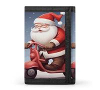 ERSTSNCK Portafoglio da viaggio con Babbo Natale su scooter, elegante porta carte d'identità, sottile, tre volte per uomini e donne