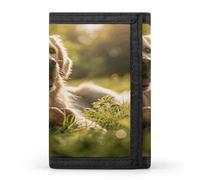 ERSTSNCK Portafoglio da viaggio con cane seduto sull'erba, elegante porta carte d'identità, sottile, pieghevole, per uomini e donne