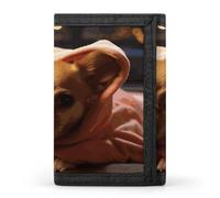 ERSTSNCK Portafoglio da viaggio con chihuahua depresso, elegante porta carte d'identità, sottile borsa di sicurezza a tre pieghe per uomini e donne