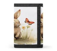 ERSTSNCK Portafoglio da viaggio con coniglio e farfalla, elegante porta carte d'identità, sottile, pieghevole, per uomini e donne