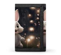 ERSTSNCK Portafoglio da viaggio con coniglio grigio incandescente elegante porta carte d'identità sottile di sicurezza tre volte borsa per uomini e donne
