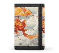 ERSTSNCK Portafoglio da viaggio con pesce sotto l'ombrello, elegante porta carte d'identità, sottile, pieghevole, per uomini e donne