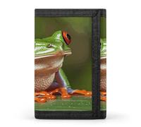 ERSTSNCK Portafoglio da viaggio con rana dagli occhi rossi, elegante porta carte d'identità, sottile, tre volte per uomini e donne