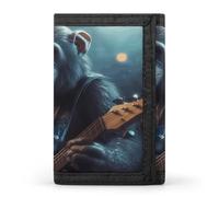ERSTSNCK Portafoglio da viaggio con scimmia che suona la chitarra, elegante porta carte d'identità, sottile, pieghevole, per uomini e donne