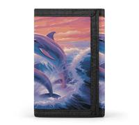 ERSTSNCK Portafoglio da viaggio elegante con delfini e porta carte d'identità, sottile, pieghevole, per uomini e donne