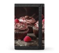 ERSTSNCK Portafoglio da viaggio per San Valentino Cupcakes elegante porta carte d'identità sottile di sicurezza tre volte borsa per uomini e donne