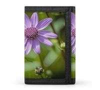 ERSTSNCK Portafoglio da viaggio vintage con libellula, fiore e pianta, elegante porta carte d'identità, sottile, tre volte per uomini e donne