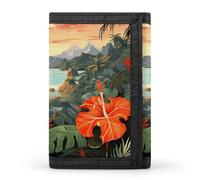 ERSTSNCK Portafoglio estivo hawaiano da viaggio, elegante porta carte d'identità, sottile, tre volte per uomini e donne
