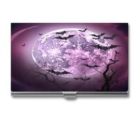 ERSTSNCK Purple Moon Porta biglietti da visita in metallo personalizzato super leggero custodia per biglietti da visita sottile porta biglietti da visita organizer con fibbia stile chiuso per uomini e