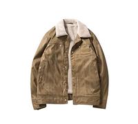 ERTGHH yrf piumino uomo invernale spesso da uomo in cotone imbottito giacca con attrezzi piumino in pelle scamosciata più velluto (colore: kaki, taglia: XXXXL)