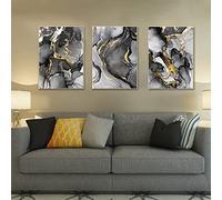 ERTLKP Set di 3 quadri decorativi da parete islamici, astrazione dorata, poster per pittura su tela, immagini per soggiorno (30 x 40 cm), arabo, nero