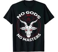 ERTr44yu No Gods No Masters Baphomet Pentagram Atheist Satanism T-Shirt