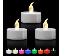 ERTYUI Confezione da 12/24/50/100/200 lumini LED senza fiamma, giallo caldo/bianco caldo, durano 200 ore +, candele a batteria per decorazione (12 pezzi, bianco caldo)