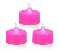 ERTYUI Confezione da 24 lumini a LED, non tremolanti, luce rosa, base rosa