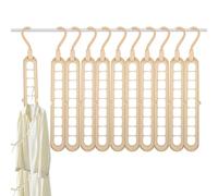 Eruceky 10 Pezzi Grucce Multiple, Grucce Appendiabiti 9 in 1, per la Conservazione e L'asciugatura Degli Indumenti (Beige)