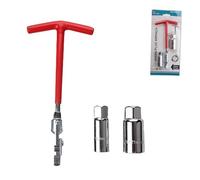 Eruceky 3 Pezzi Chiave Snodata, Universali Chiave Svitacandele, con Impugnatura A T, 16mm/21mm per Smontare Candele Moto Chiave a Doppio Snodo(Rosso)