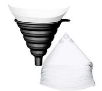 Eruceky 50 Pz Vernice Filtri Carta Fine Monouso Filtri con 1 Filtro a Imbuto in Silicone, Imbuto Pieghevole in Silicone Setaccio, per Riempimento liquido in Polvere Trasferimento olio
