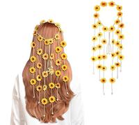 Eruceky Capelli Girasole Ghirlanda Capelli Fascia, Margherita Capelli Corona Daisy, Cerchietto per Capelli con Girasoli, Stile BohéMien, Adatto per La Spiaggia, Festa