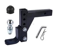 ERUEUBGRM per Ricevitore Rimorchio da 2" Supporto Gancio di Traino Regolabile A 4 Livelli da 10" con Blocco A Sfera Copertura Gancio Traino Auto(2 Ball Pin)