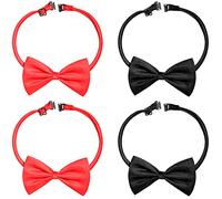 Eruinfang 4 papillon regolabile da uomo, con chiusura a gancio, set di papillon per bambini, per ragazzi e ragazze, anche gatti e cani (nero, rosso)