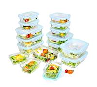 ERUIV Contenitore salvafreschezza in vetro con coperchio, 32 pezzi (16 contenitori+16 coperchi) - Contenitore in vetro per forno a microonde, lavabile in lavastoviglie e freezer - Meal Prep Boxes