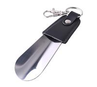 ERVDKXCOI scarpe pigre per tirare le scarpe comodamente, Portable Folding Metal with Stainless Steel Faux Leather Portable Fashion Shoe Horns with Key Ring Long Shoe Horn(Schwarz)