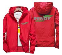 ERWAAD Giacca Softshell Outdoor da uomo per Fendt Print Giacca a vento leggera e impermeabile Campeggio escursionistico Giacca con cappuccio a zip intera Top Coat antivento primaverile-Red||4XL