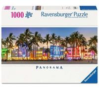 Ravensburger Puzzle 12001710 - Night Lights on Ocean Drive - Puzzle panoramico «Miami Beach» da 1000 pezzi, per tifosi della Florida dai 14 anni in su