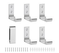 ERWEY 6 ganci pieghevoli da parete per appendiabiti, in lega di alluminio inossidabile, con viti per chiavi, asciugamani, cappelli, borse, argento