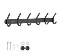 ERWEY Appendiabiti da parete, con 6 ganci, in metallo, per camera da letto, bagno, cucina, per appendere cappelli, asciugamani, portafogli, colore nero