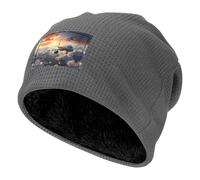 Erwqavc Airplanes are Soaring Print Warm Beanie per uomo e donna, berretto spesso lavorato a maglia, cappello invernale alla moda, per il freddo all'aperto, nero, grigio, Taglia unica