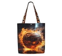 Erwqavc Borsa tote in tela da donna, borsa a tracolla riutilizzabile, borsa da basket su fuoco e fiamme d'acqua con stampa spruzzata, borsa per la spesa, regalo per spiaggia, palestra